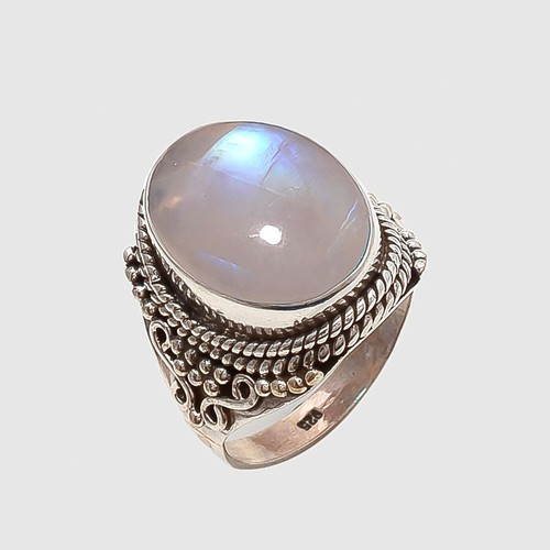 Bague En Argent 925 Avec Pierre De Lune Naturelle - Fait Main, Sur Mesure - Style Art Nouveau
