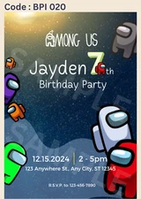 AMONG US Digital Invitation for Birthday Party, e-invitation, iphone