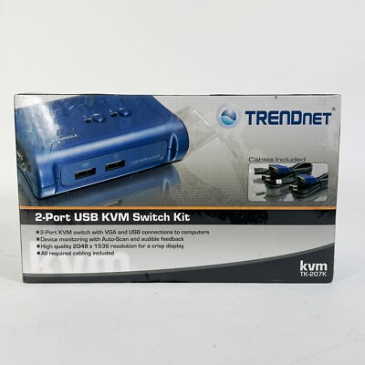 BRAND NEW TRENDnet 2-PORT USB KVM SWITCH KIT  # TK-207K