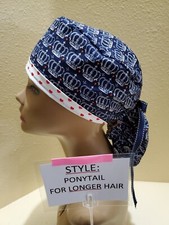 Royal Crowns Women's Ponytail Surgical Scrub Hat/Cap Handmade
