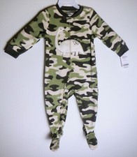 Carter's Boys Dinosaur Green Camo LS Fleece Zip Footed 1pc Sleeper Pajama 20