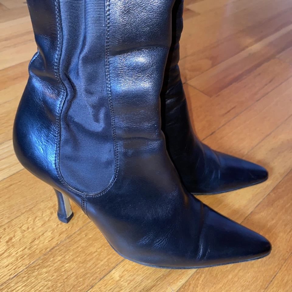 Walter Steiger Y2K Vintage Leather Stiletto Boots 39 8.5 Old Money Quiet Luxury - Image 4 of 4