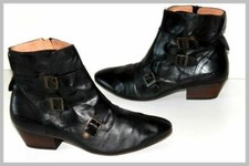 KICKERS WEST SIDE black leather lined ankle boots size 41 VGC