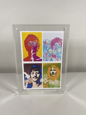 Beatles/Peter Max Style Mini-Poster  Reprint 4x6'' in Beautiful 5x7'' Clear Frame