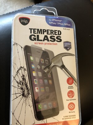 iHip Tempered Glass Screen Protector Scratch Resistant iPhone 6/6s/7/8 Plus, 5.5