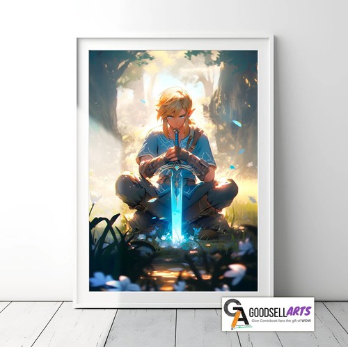 Link Poster Print | Legend of Zelda poster | Nintendo Zelda art Game room decor - Picture 2 of 8