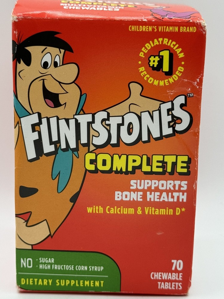 Flintstones Childrens Vitamins Complete Chewable 70 Count Ex 09/24 Box Damaged