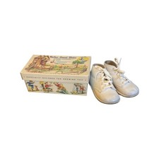 Vintage Mother Goose Shoe Box and Baby Shoes - Excellent Condition