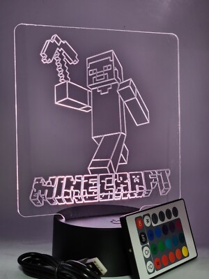 MINECRAFT 3D led lamp displays 8 different colors with remote (show it off)