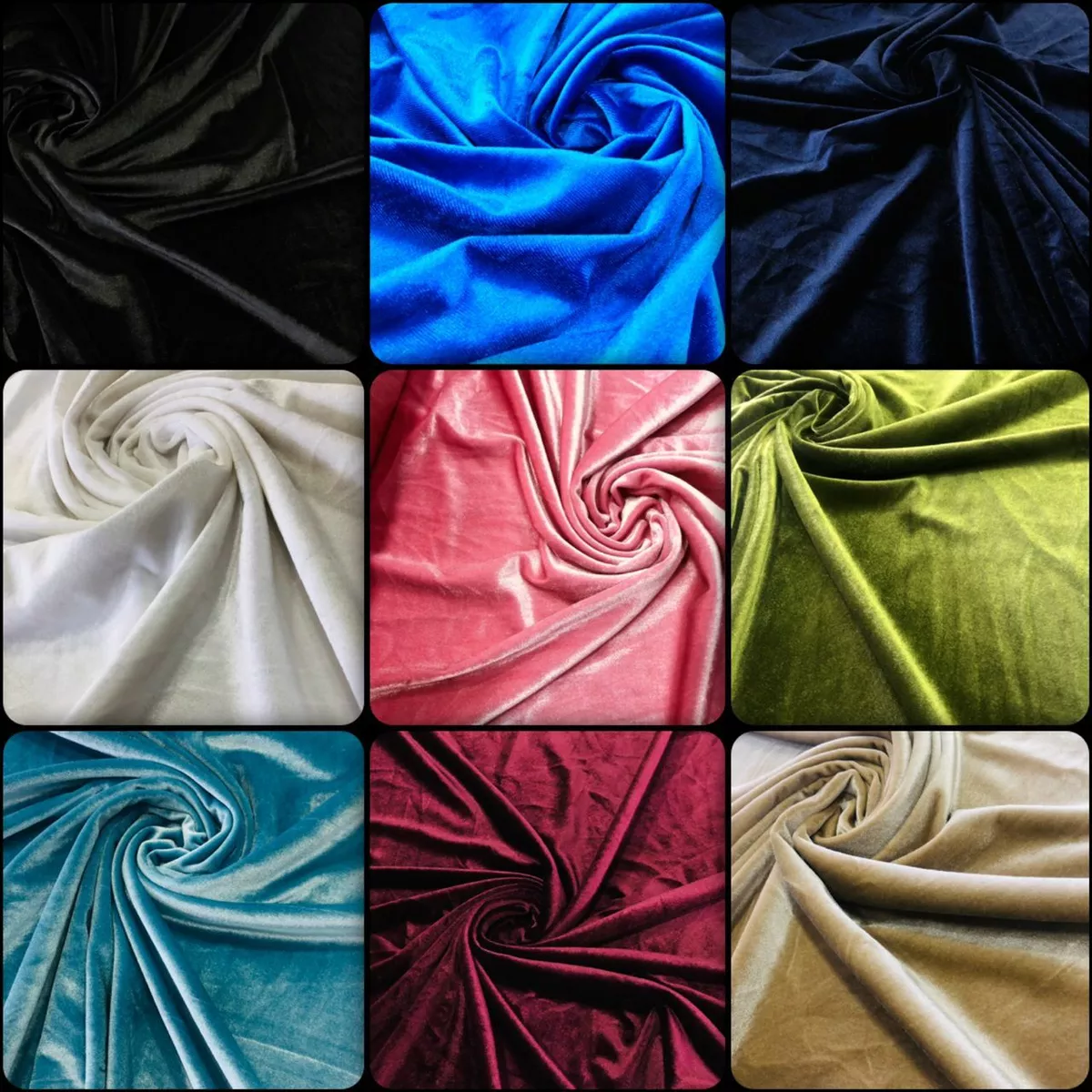 Velvet Fabric Stretch 60 Wide / By The Yard and Swatch - Many Colors