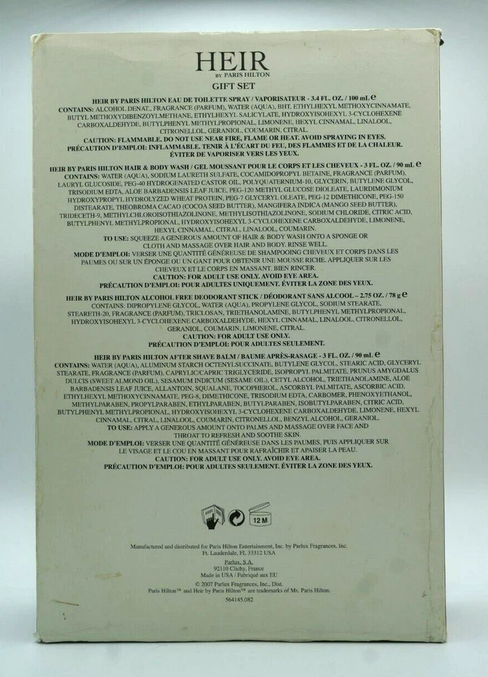 Heir Paris Hilton Gift Set 3.4Oz EDT 2.75gDeodorant 3oz Body Wash 3oz after SB M - Image 4 of 4