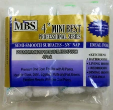 MBS 4pc 4" Mini Roller Cover 3/8" Nap Premium Microfiber Fabric