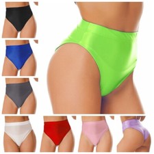 Womens Glossy High Waist Panties Booty Shorts High Cut Briefs Shiny Rave Bottoms
