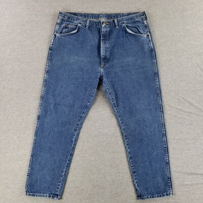 VINTAGE Wrangler 42x30 Blue Jeans Old School Quality Denim Stone Wash Work