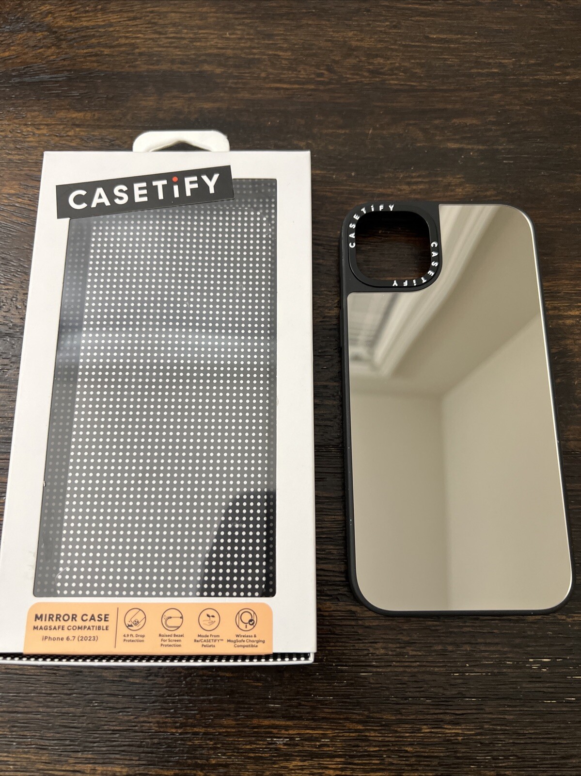 CASETiFY Mirror MagSafe Case for iPhone 15 Plus Silver Black Bumper Pre-Owned-image