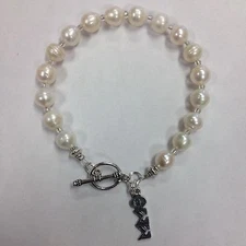 Phi Sigma Sigma Sorority Greek Freshwater Pearl Toggle Bracelet, FREE SHIPPING