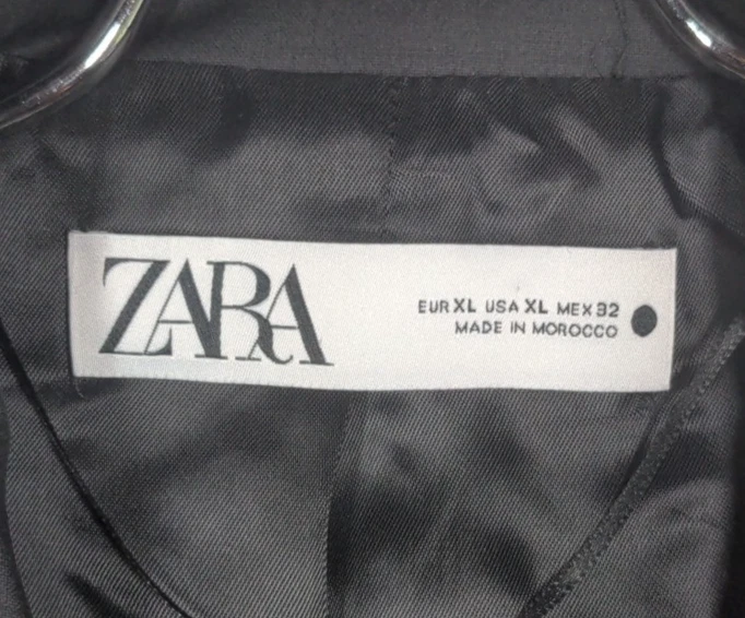 Zara 女式 XL 定制双排扣西装外套黑色羊毛混纺学术界 — 第 4/4 张图片