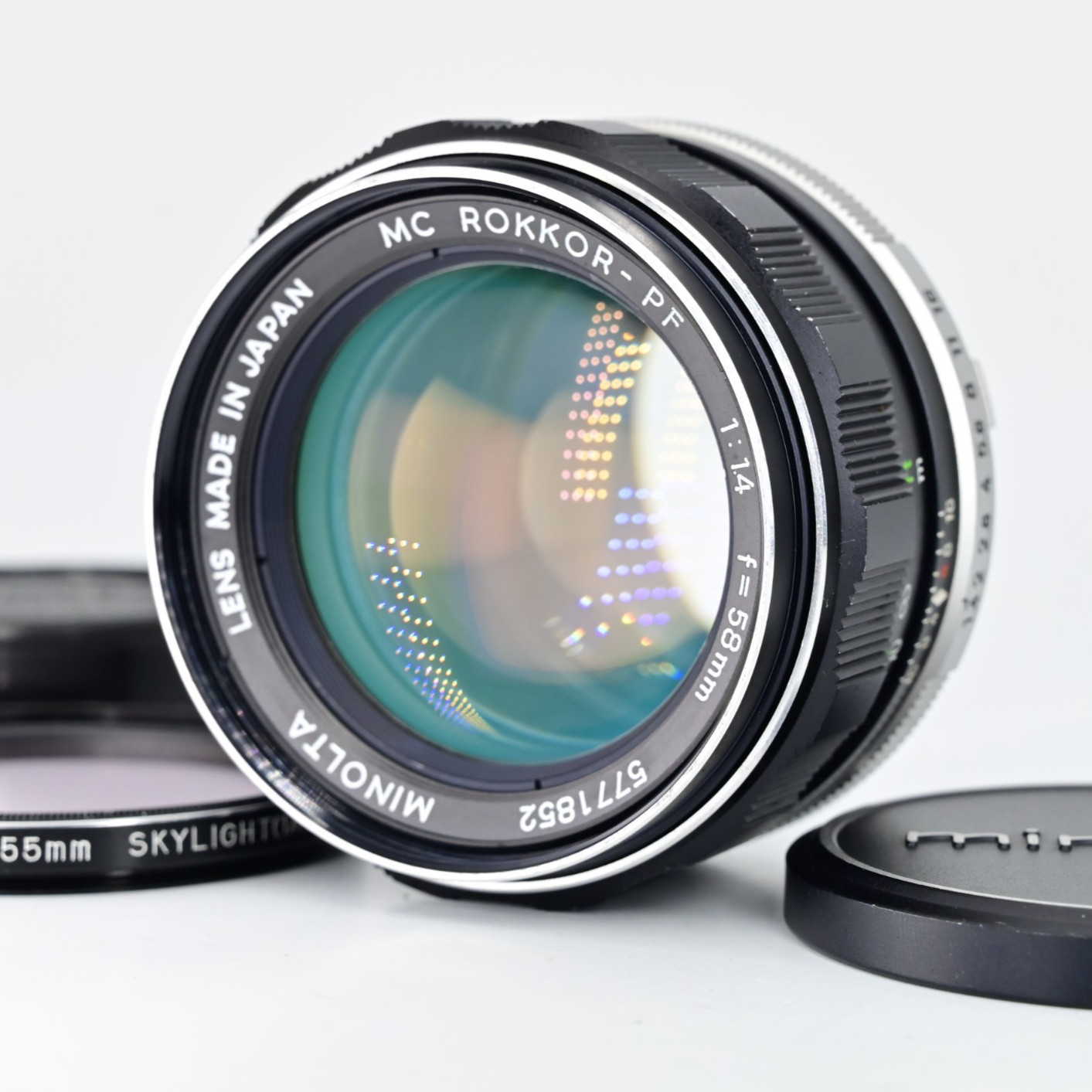 Minolta MC ROKKOR-PF 58mm F1.4 MF Prime Lens For SR MC II Style +Filter OEM Caps