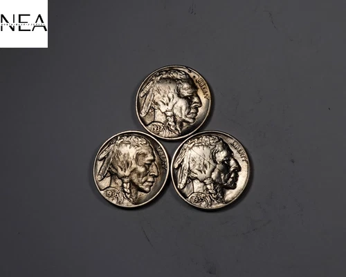 1935+1936+1937 Buffalo Nickel Set/Lot ~ Almost Uncirculated AU ~ ZBL44