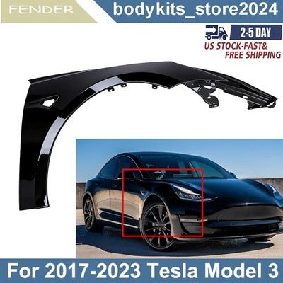 Black Front Right Passenger Side Fender For 2017-2023 Tesla Model 3 Replacement