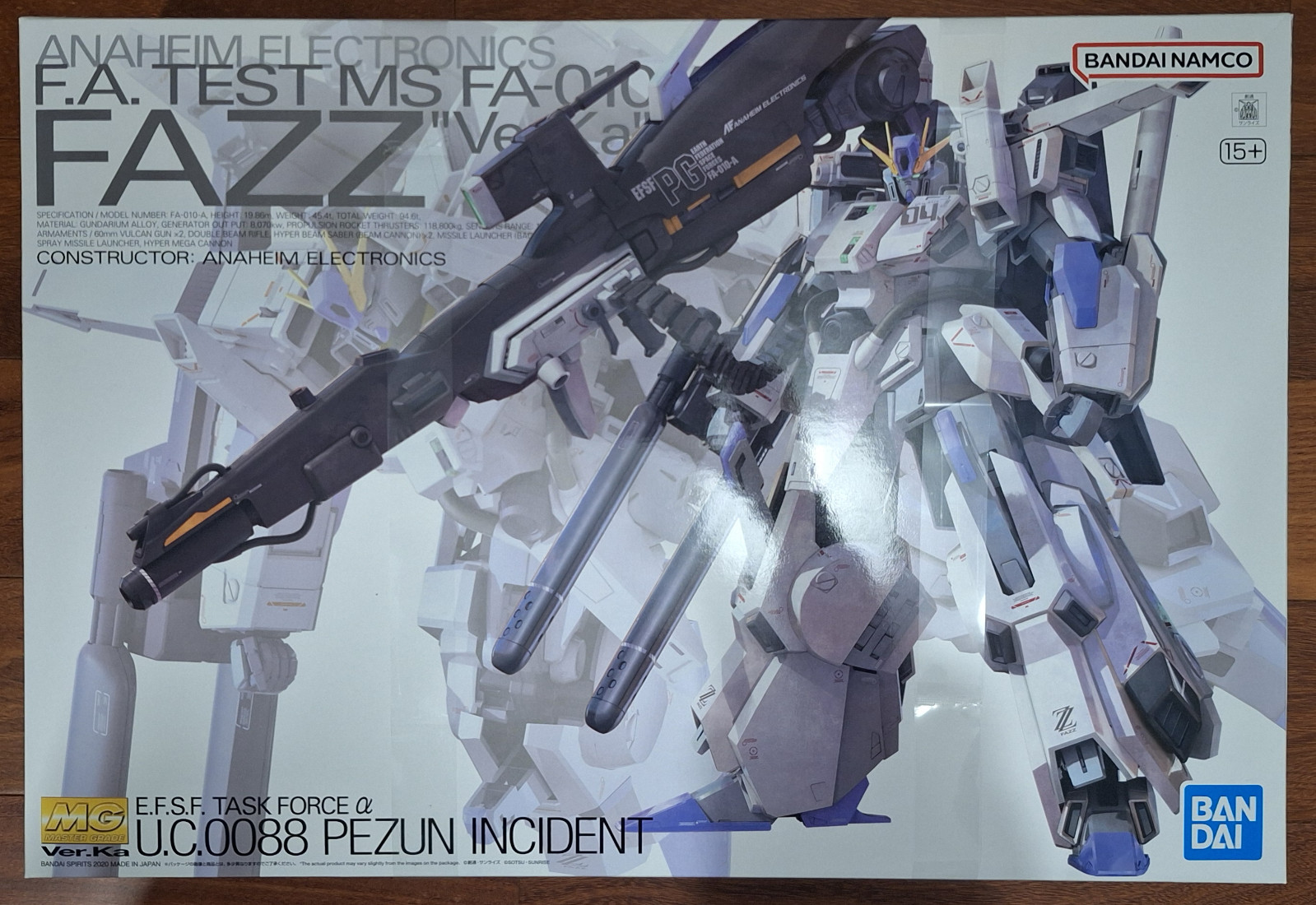 Gundam Gunpla MG 1/100 FA-010A Fazz Ver.Ka Armure Lourde et Hyper Canon
