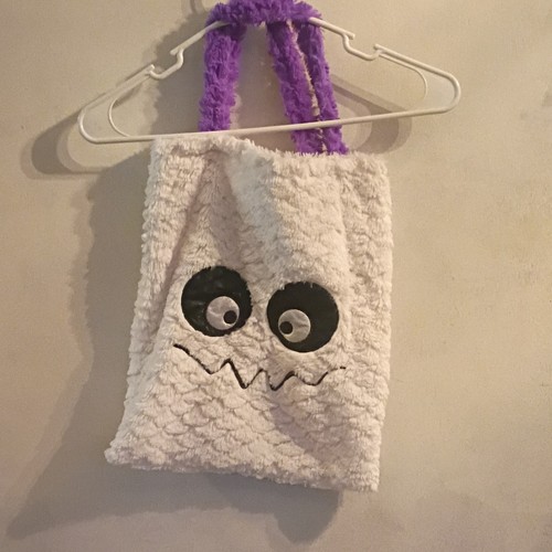 Halloween Ghost Kids Party Bag Fabric Character Pattern White Purple Black