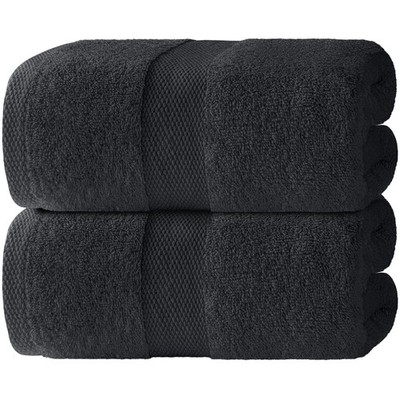 Luxury Bath Sheet Towels Extra Large 35x70 2 Pack Black Highly Absorbent 650 GSM