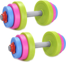 Kids Workout Dumbbell Weights Set - Toddler Toy Gym Equipment for Pretend Play L
