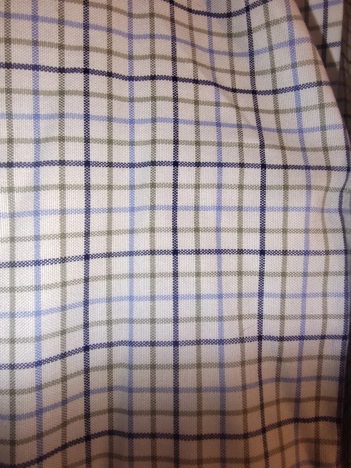 Camisa de vestir Jos A Bank 1905 para hombre 16-34 blanca azul a cuadros marrón sin hierro calce ajustado Foto 4 de 4