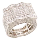 925 Sterling Silver Vintage Ring Modernist CZ Statement Band  Sz 8.5  RG35872