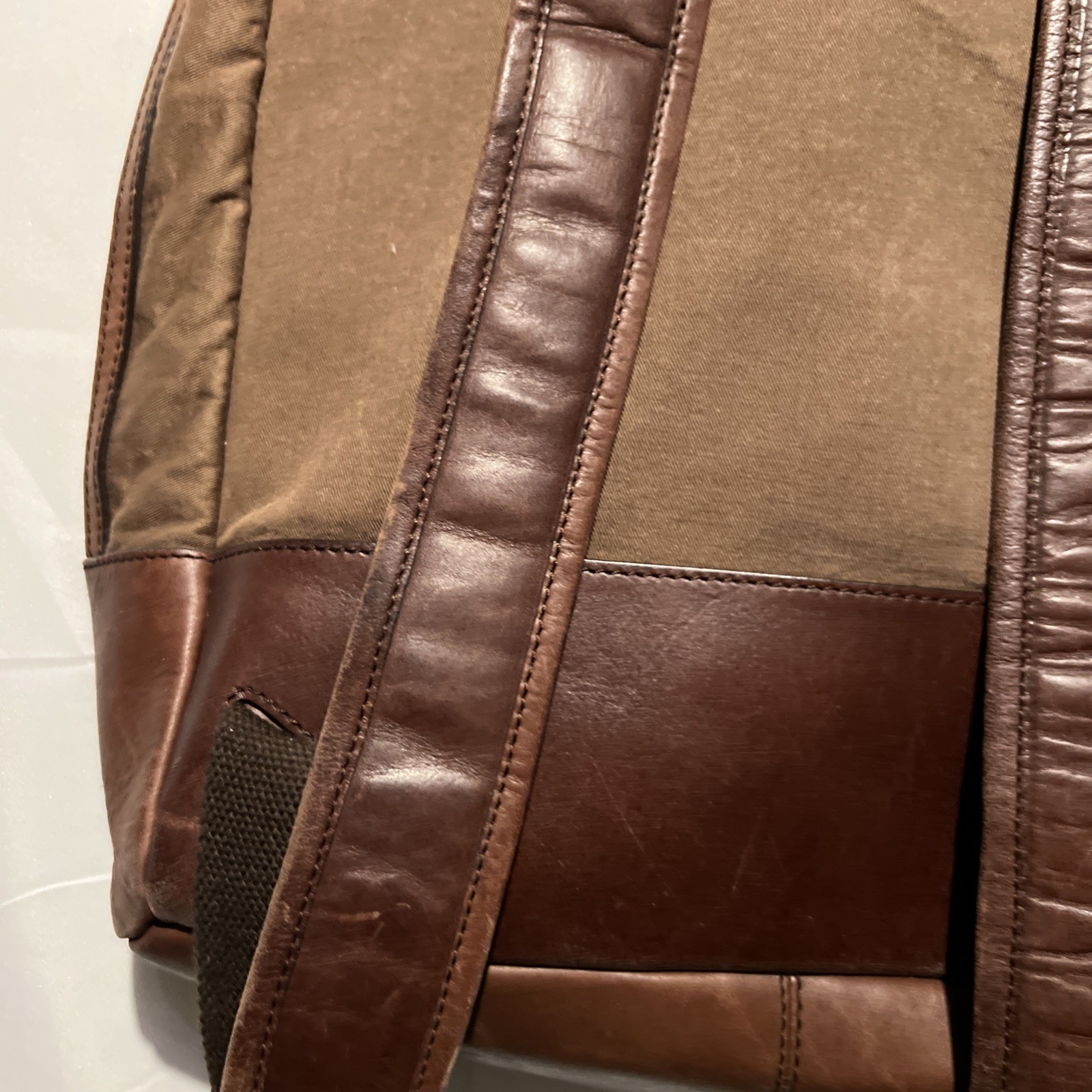 MASSIMO DUTTI Backpack Model 2137 Brown Canvas Le… - image 7