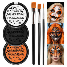Orange Black White Oil Based Face Paint Kit with Painting Brushes, Professional