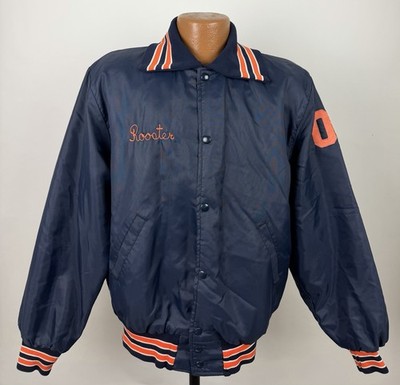 Vintage Coach's Jacket Mens Large Navy Blue Orange Chain Stitch