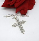 Sterling Silver White Topaz Cross  10.47g 18" Necklace  CAT RESCUE — photo 2