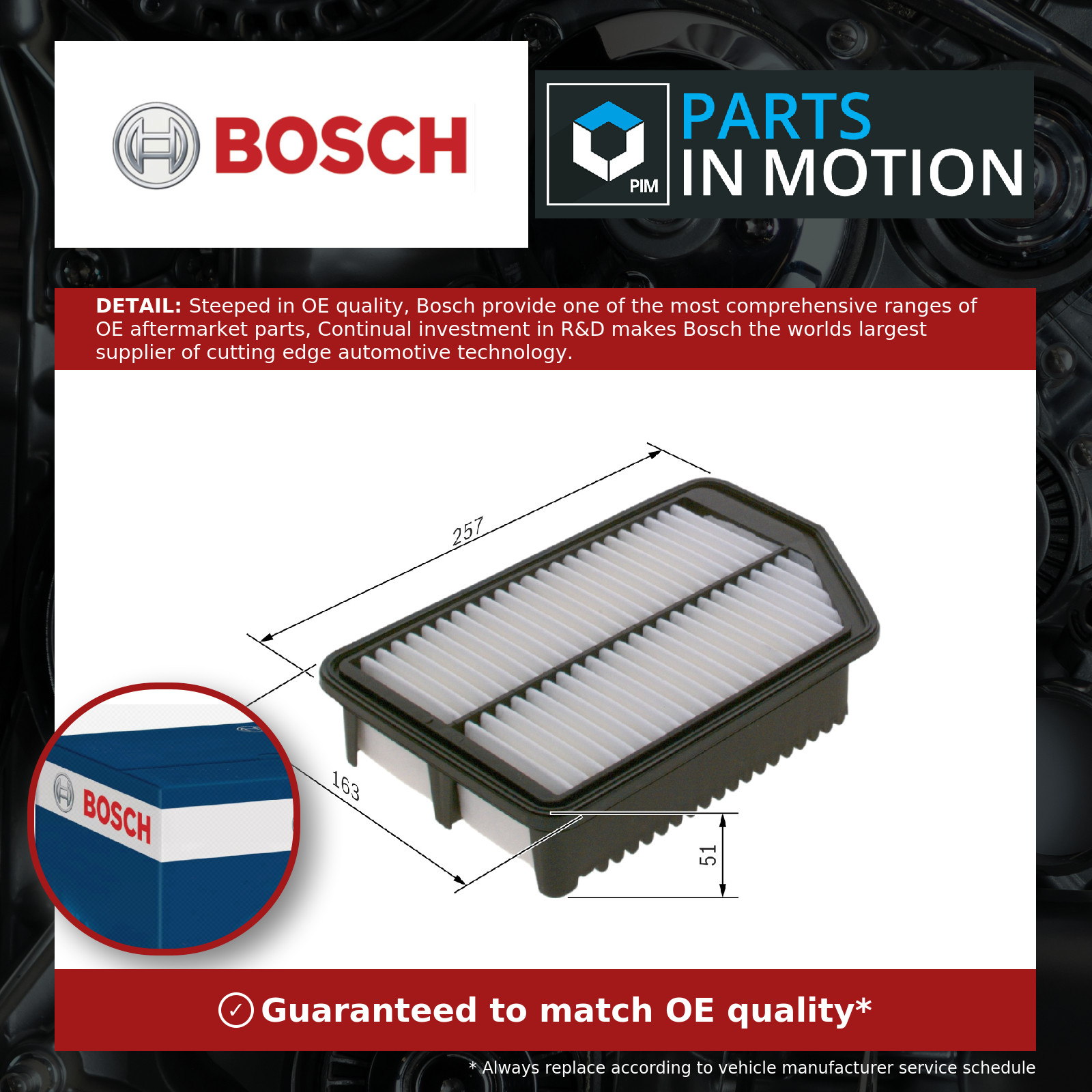 Bosch Paper Air Filter Insert S0481 OEM for Hyundai i30 & Kia Cee'd / Pro Cee'd - Image 6