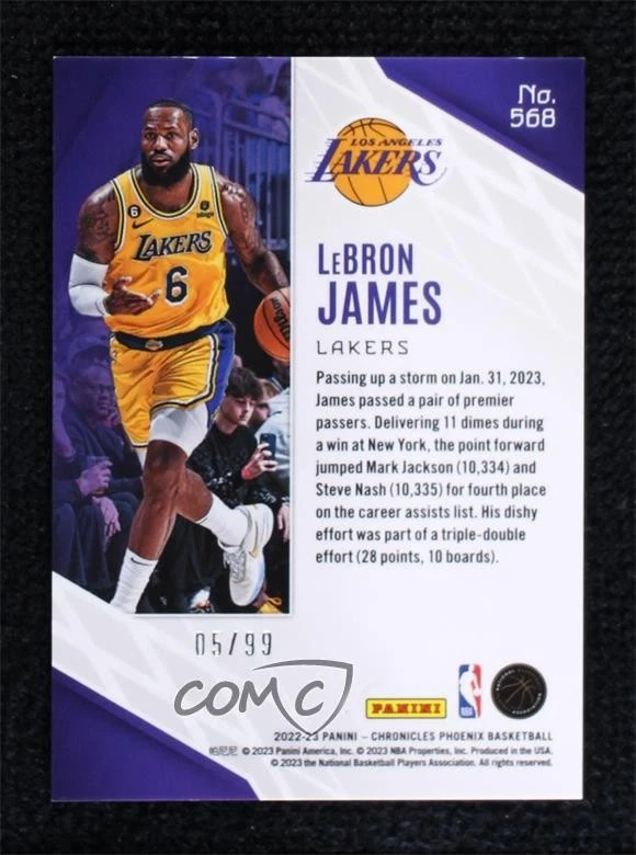 2022-23 Panini Chronicles Phoenix Blue /99 LeBron James #568 - Image 2 of 2