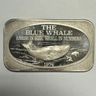 1974 The Blue Whale 1oz Silver .999 US Silver Corporation Art Bar.