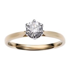 Modern 18ct Yellow Gold 0.6ct Natural Diamond Solitaire Ring