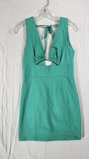 Runaway The Label Natalia Mini Dress – Size Small Green Deep V Cutouts 