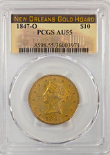 1847-O $10 Gold Liberty Head New Orleans Gold Heard PCGS AU55