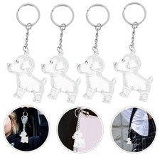 4 Pcs Clear Pet Hair Memorial Keepsake Keychain Dog Hair Collector Pendant