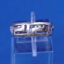 sz 6.5, vtg Sterling silver handmade ring, 925 band w/ Greek key pattern