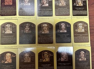 Lot of 27 Baseball Hall of Fame Yellow Plaque Cards