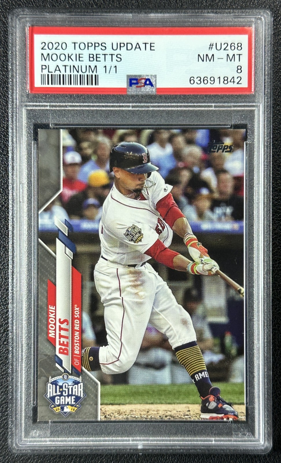 MOOKIE BETTS PSA 8 2020 TOPPS UPDATE #U-268 PLATINUM 1/1 RED SOX