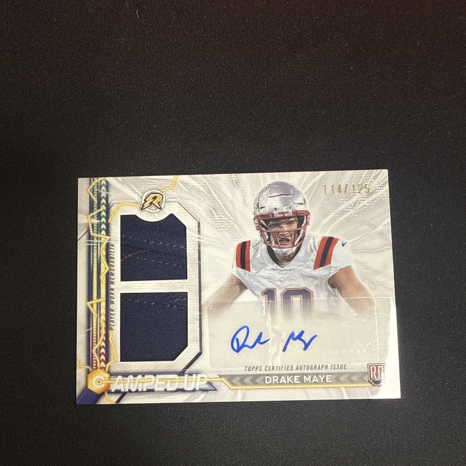 2024 Topps Resurgence DRAKE MAYE Amped Up Rookie Patch Auto RPA White Surge /125