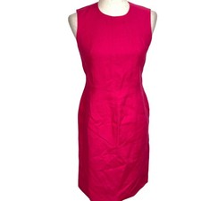 Talbots Dress Women 2 Hot Pink Irish Linen Sheath Fitted Career Classic Barbie