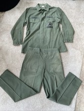 Vintage Us Navy Seabees 70s Vietnam Og 107 Green Button Utility Sateen Shirt