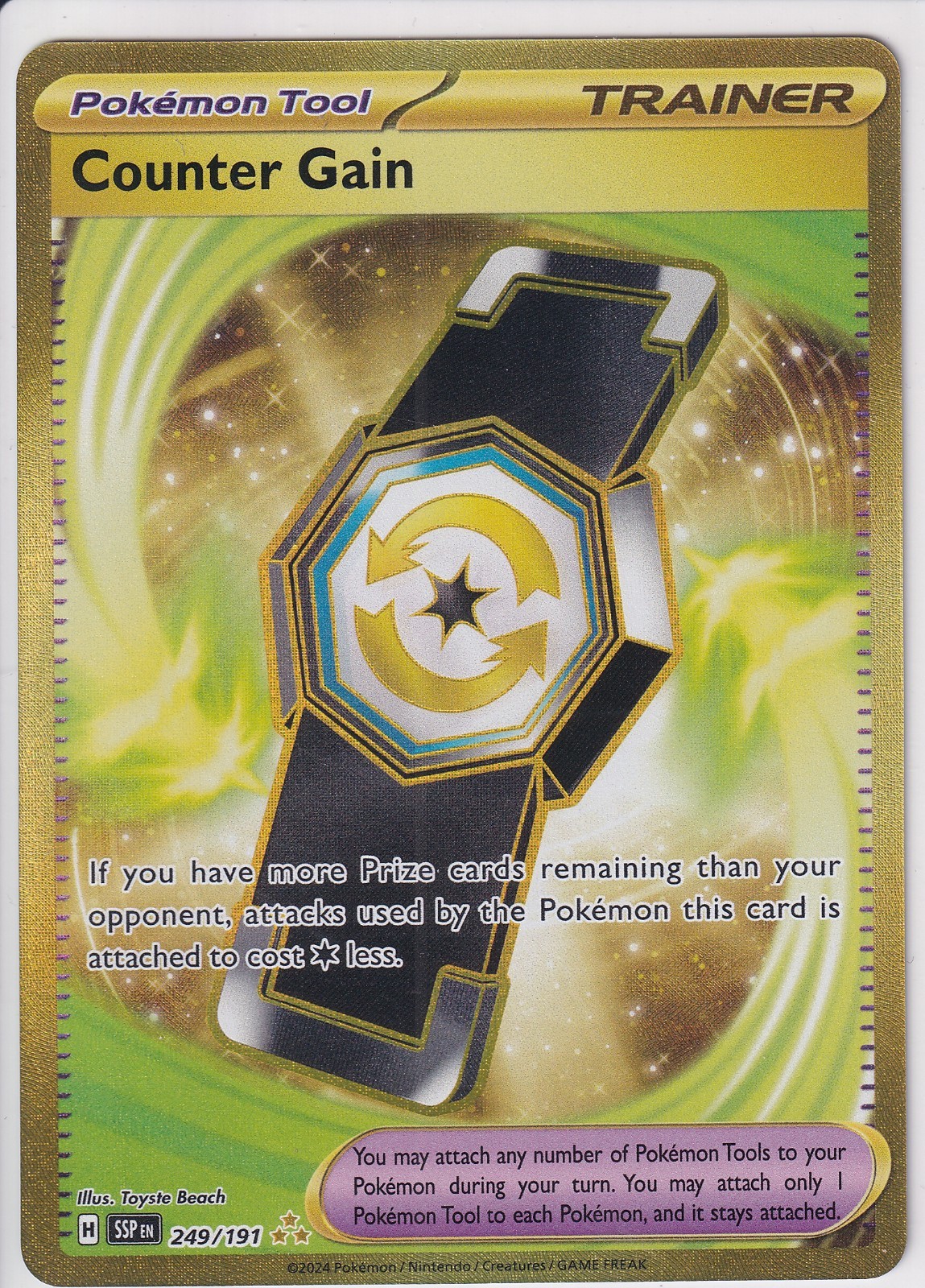 Surging Sparks COUNTER GAIN Trainer Gold Secret Rare 249/191 NM/MINT