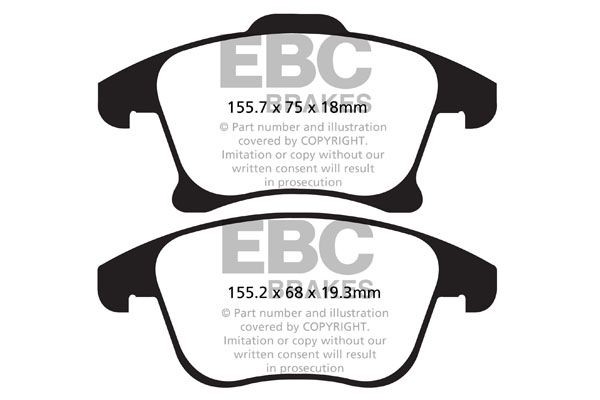 Brake Pad Set For Disc Front Fits Ford Galaxy Mondeo S-Max EBC Brakes DPX2159