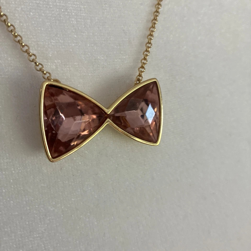 Ted Baker золотистый розовый кристалл стекла галстук-бабочка ожерелье 16» цепочка - Изображение 3 из 4